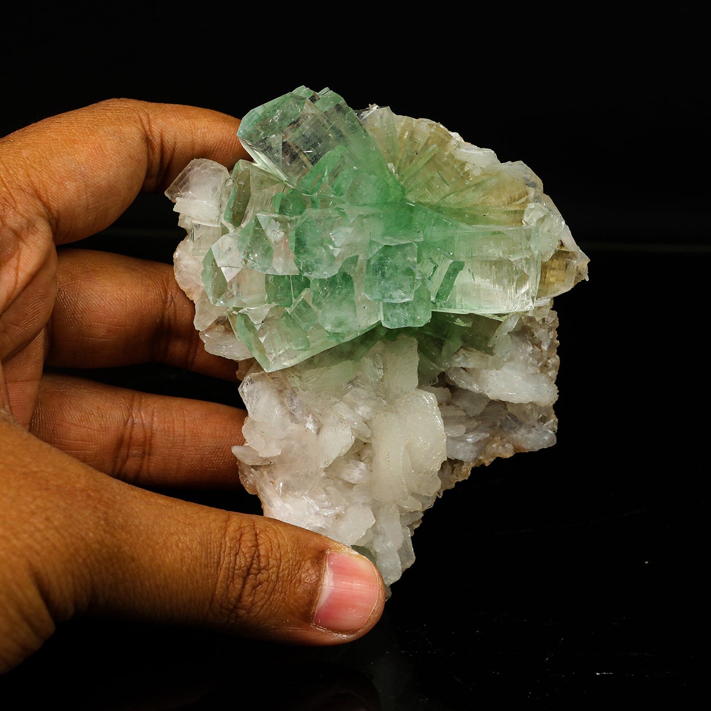 Green Apophyllite Disco Ball | 160g India Specimen – Apohyllite