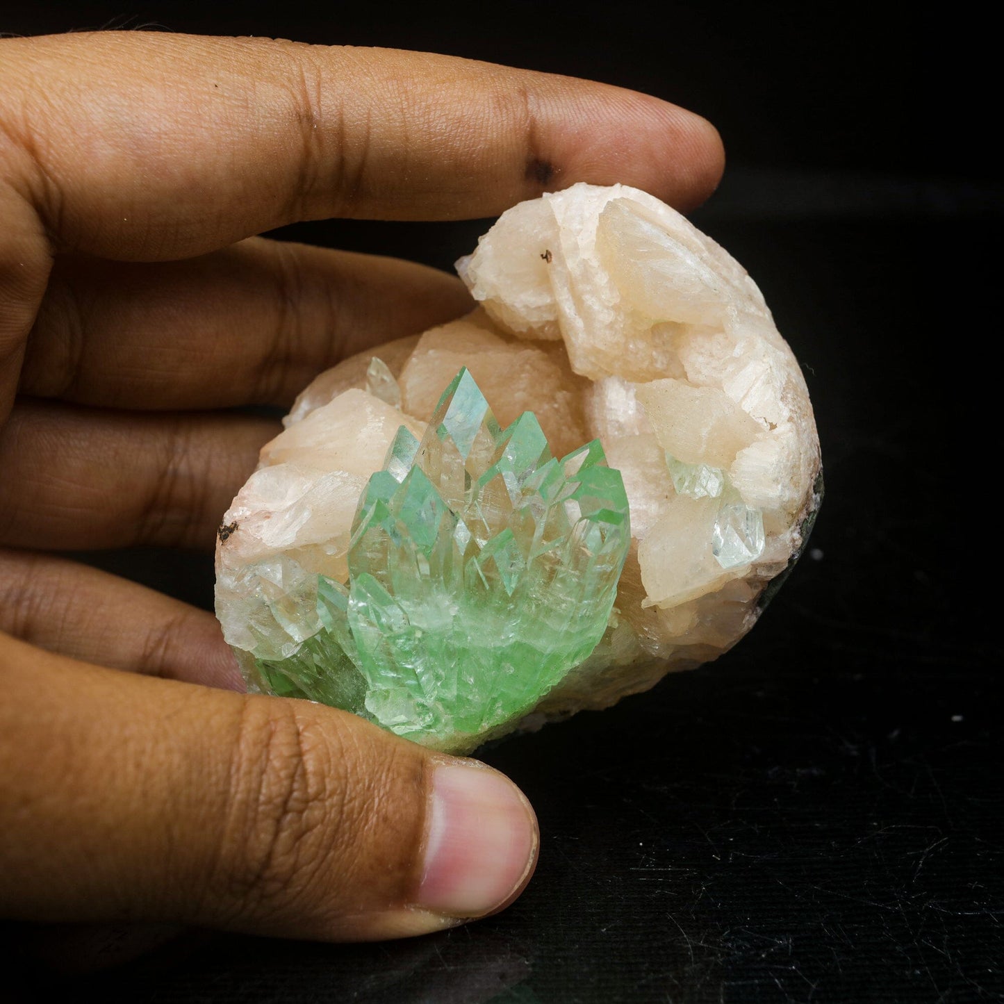 Green Apophyllite With Stilbite Natural Mineral Specimen – Apohyllite