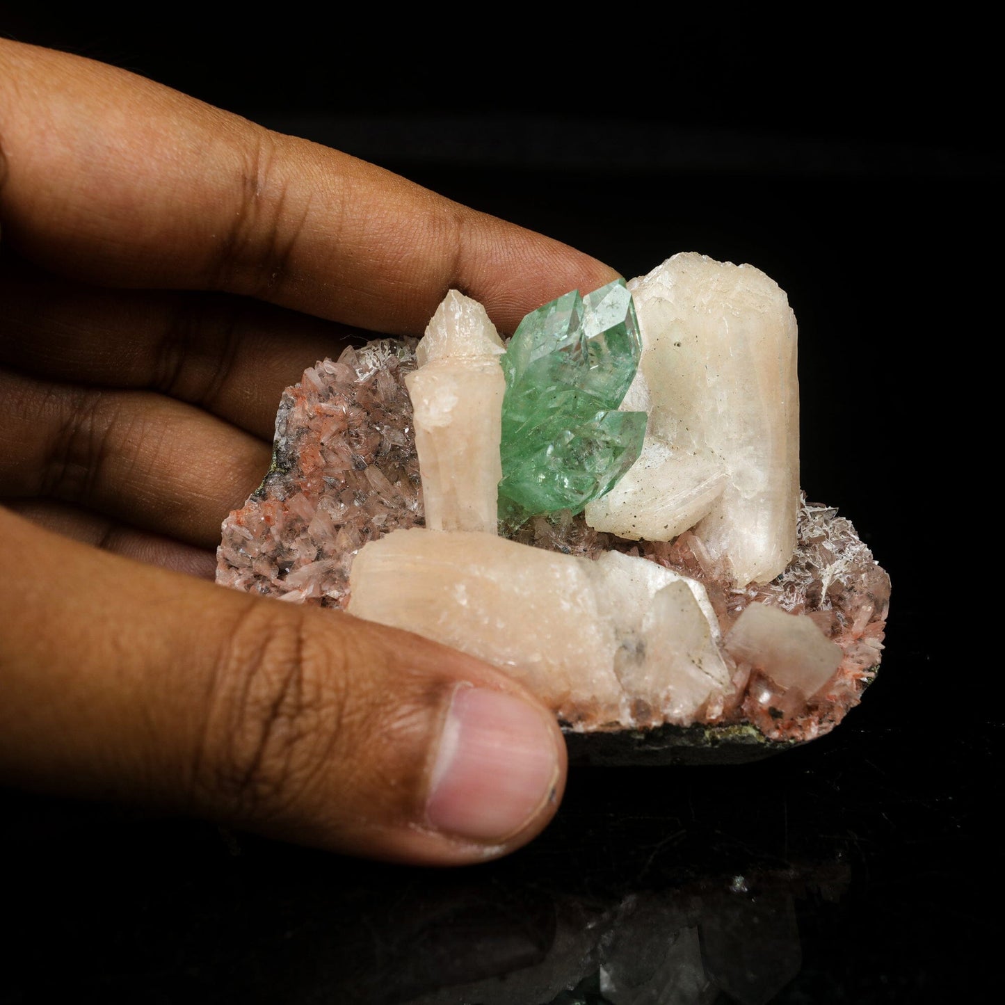 Green Apophyllite With Stilbite Natural Mineral Specimen – Apohyllite