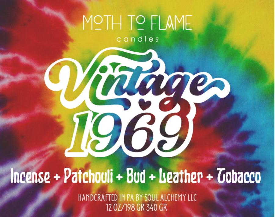Vintage 1969 – 7 oz / 12 oz Candle - Cannabis Flower, Leather, Incense Resin