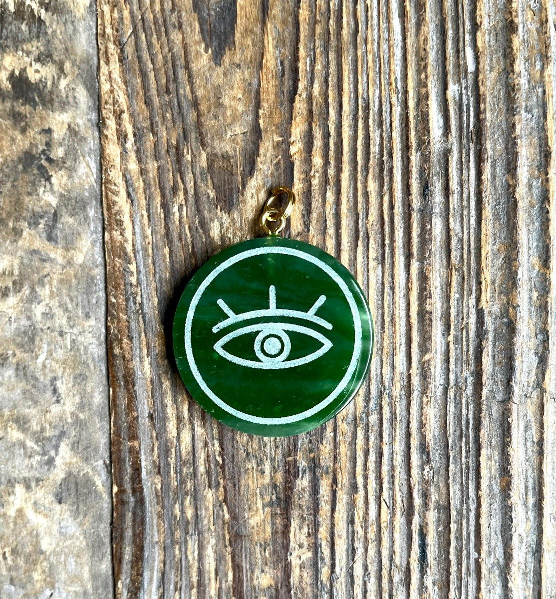 Canadian Jade Evil Eye Pendant 25mm – Sterling Silver Protection Jewelry –