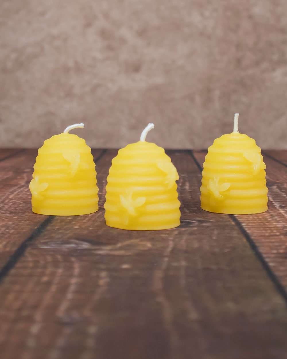 Beeswax Skep Candles - Natural Beehive Shape – Mini "set of 3" Skeps