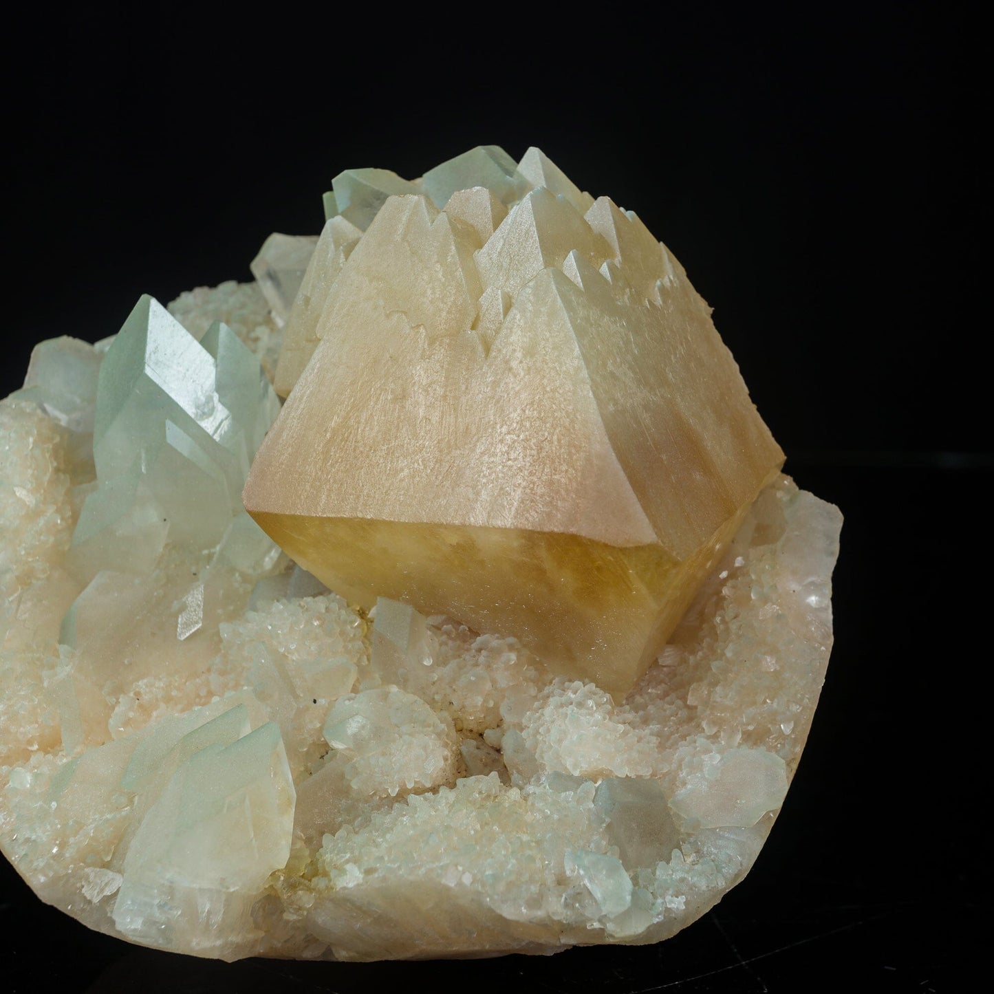Powellite with Stilbite Rare Find Natural Mineral Specimen – Powellite