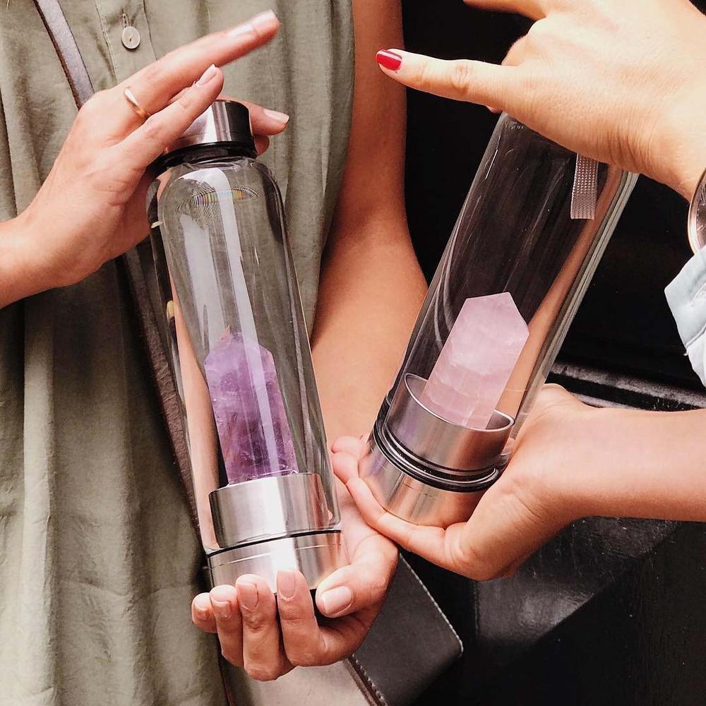 Crystal Infused Glass Water Bottle – 550ml