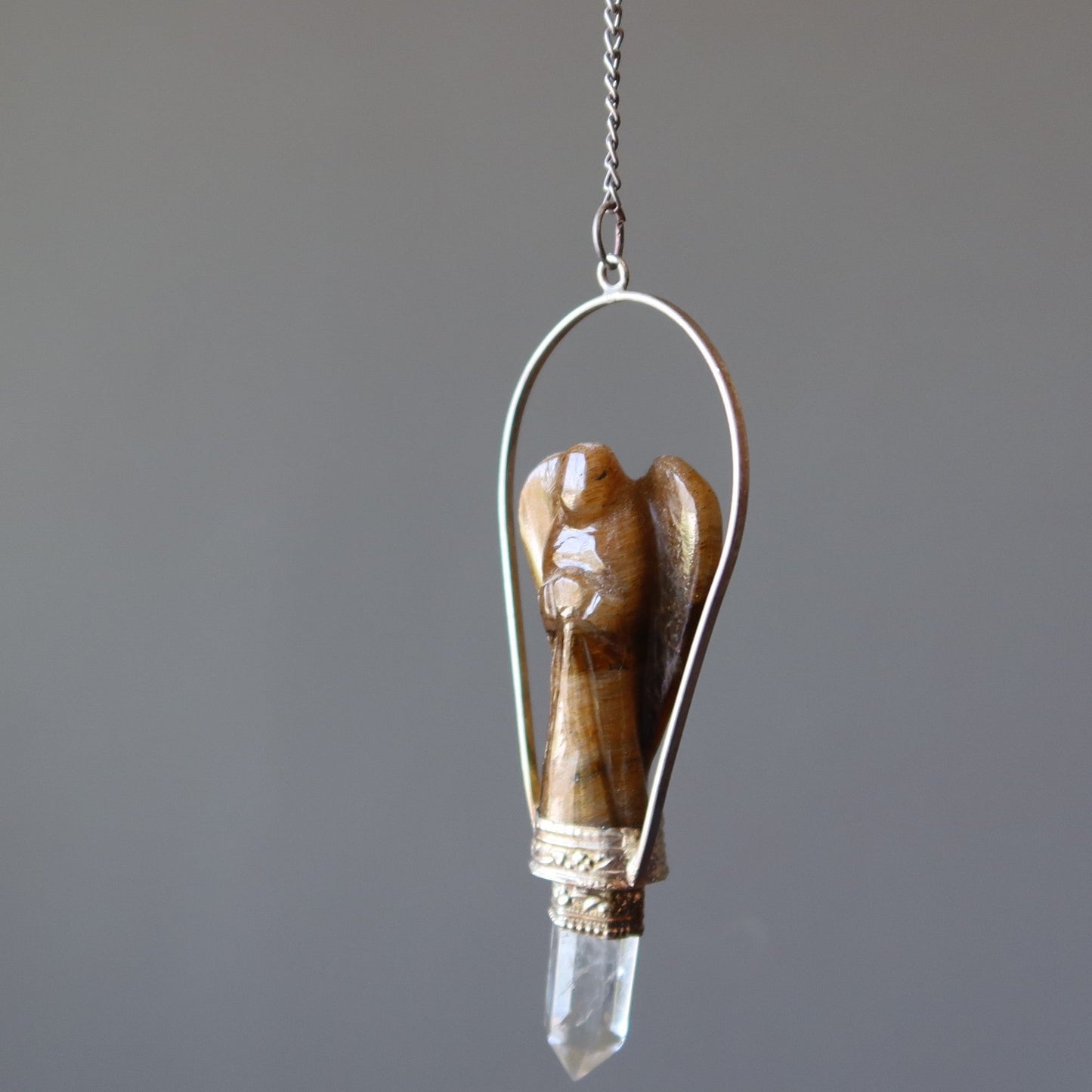 Tigers Eye Pendulum Angel Divination Clear Quartz – Pendulums