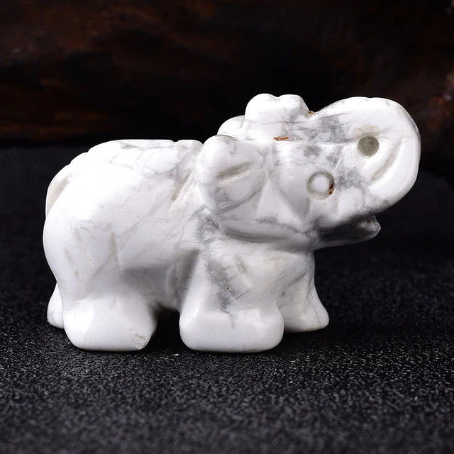 Spiritual & Emotional Support Crystal Elephant – White Turquoise - Auspiciousness Statue
