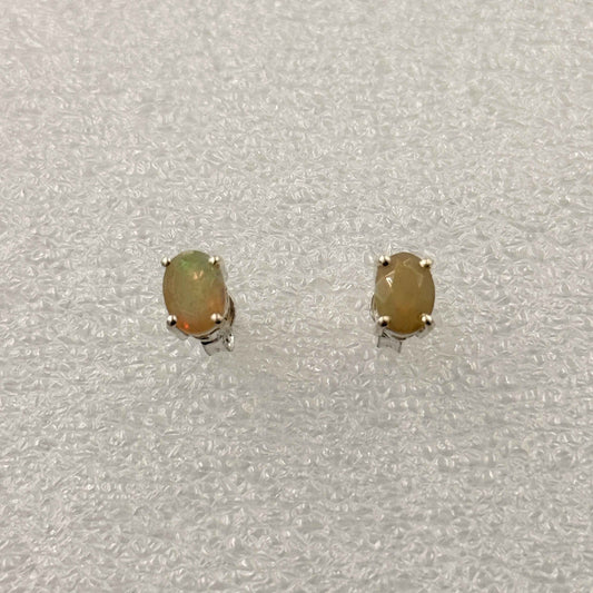 Sterling Silver Oval Ethiopian Opal Post Earrings Size 2 – Earrings
