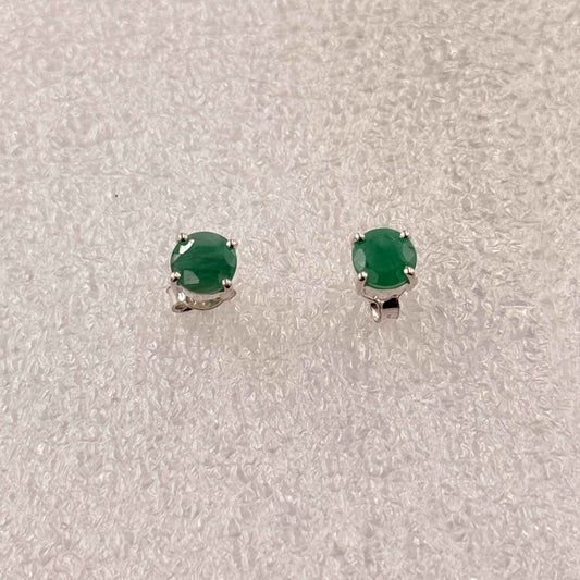 Sterling Silver Round Emerald Post Earrings Size 1 – Earrings