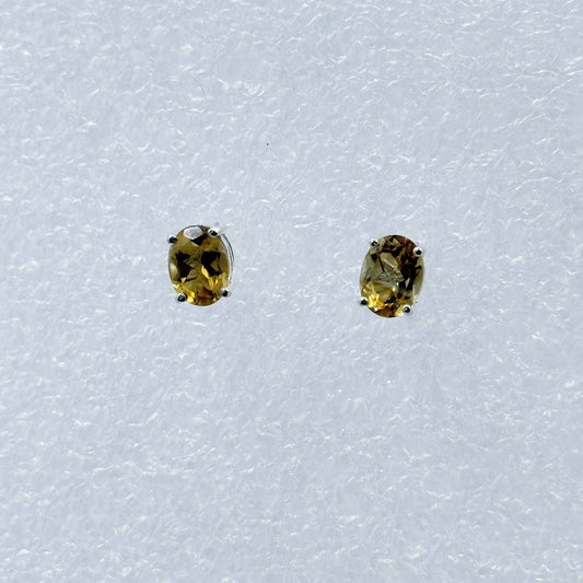 Sterling Silver Oval Citrine Post Earrings Size 1 – Earrings