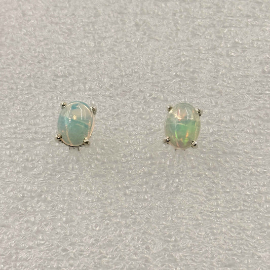 Sterling Silver Oval Ethiopian Opal Post Earrings Size 1 – Earrings