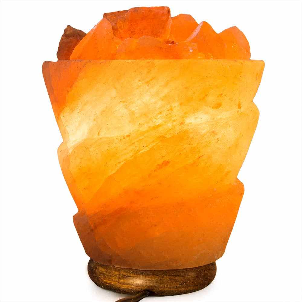Funnel w/ Chunks Salt Lamp  - 9.5" avg. - Cord, Bulb, Dimmer