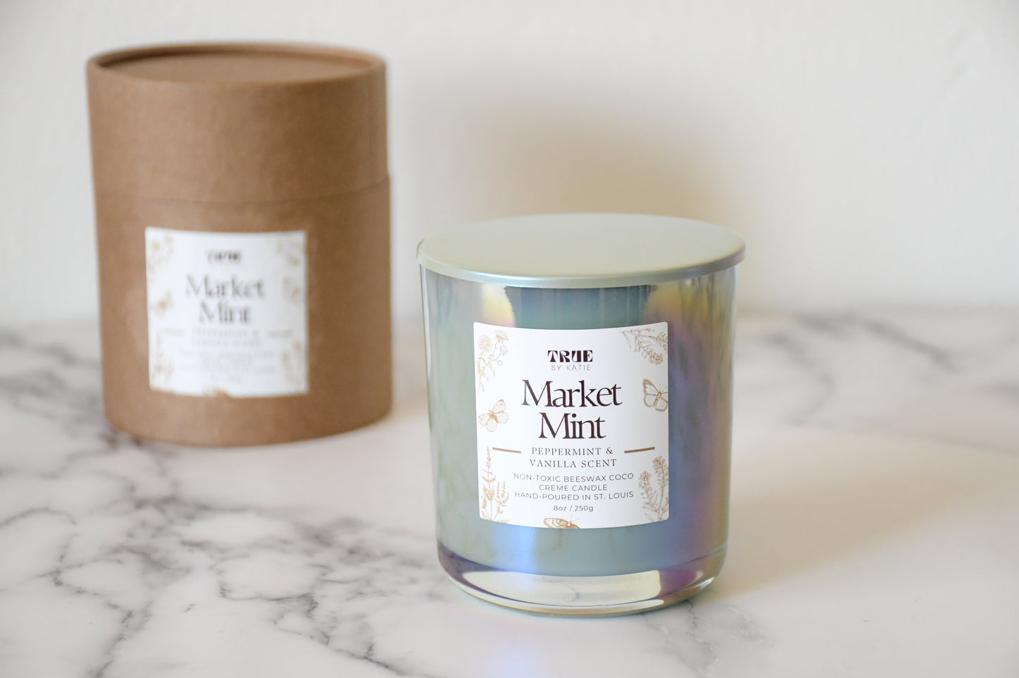 Peppermint Eucalyptus Candle - 8oz Beeswax Mint – non toxic candle