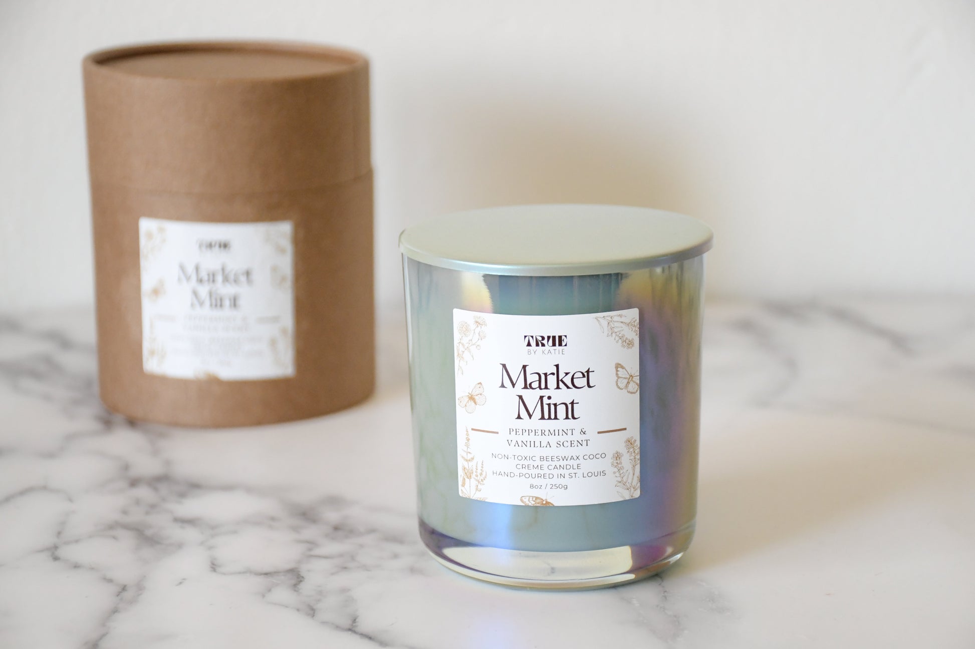 Peppermint Eucalyptus Candle - 8oz Beeswax Mint – non toxic candle