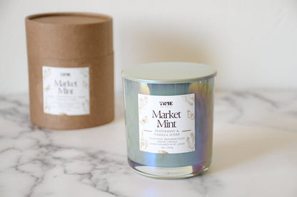 Peppermint Eucalyptus Candle - 8oz Beeswax Mint – non toxic candle