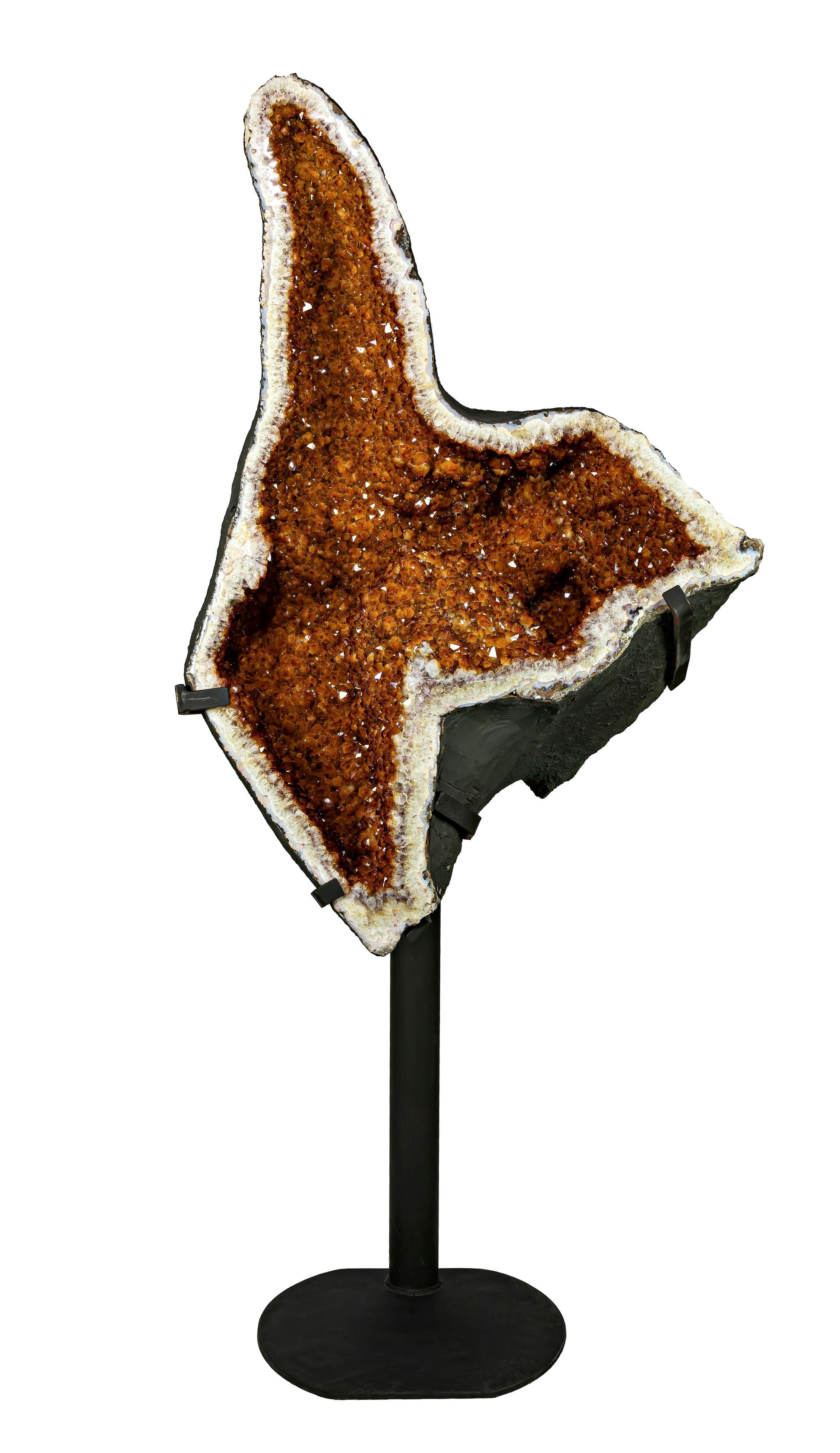 Citrine Geode Pair Cathedral Crystal on Steel Stands – Crystals & Minerals