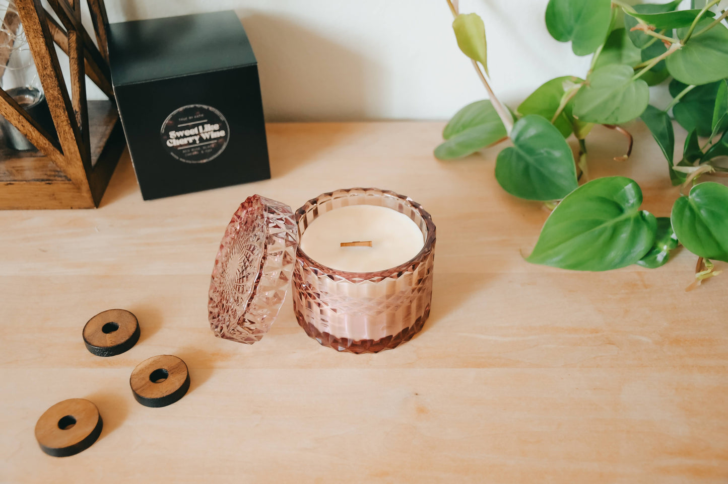 Black Cherry Wine Candle - 7oz Wood Wick Beeswax – non toxic candle