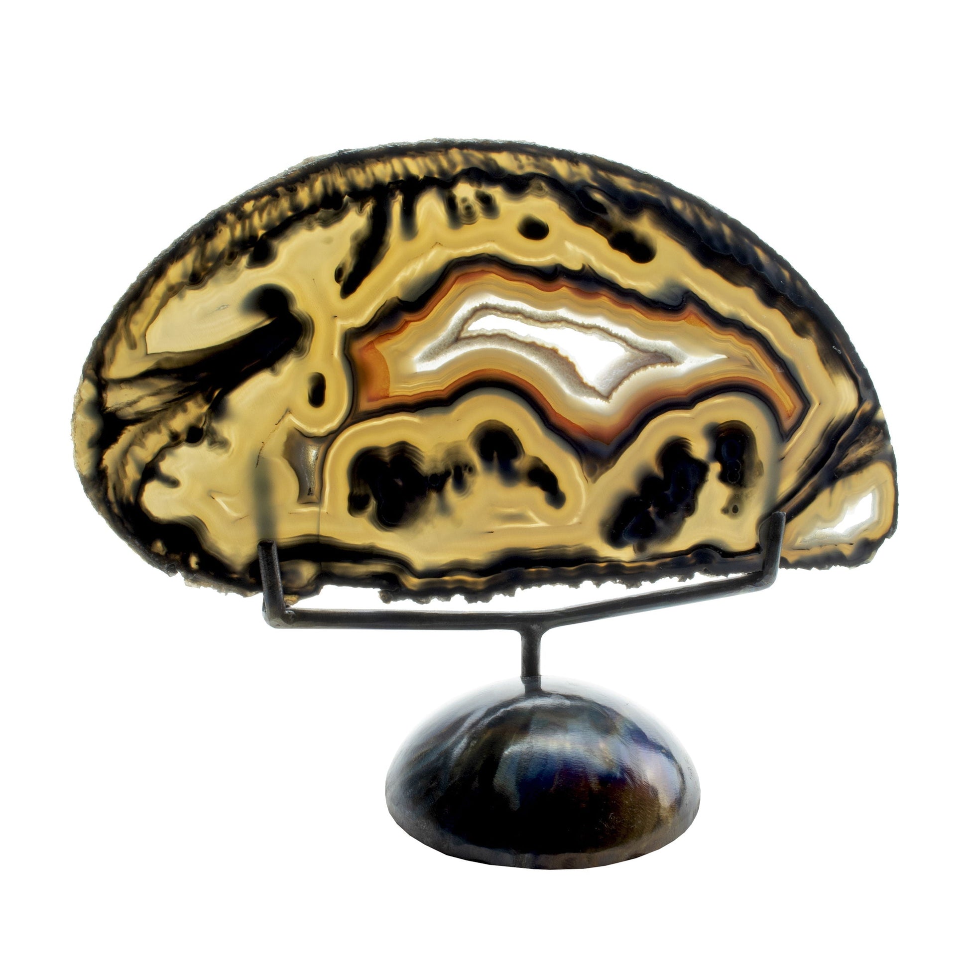 Blue Banded Agate Slice with Druzy Center on Stand – Crystals & Minerals