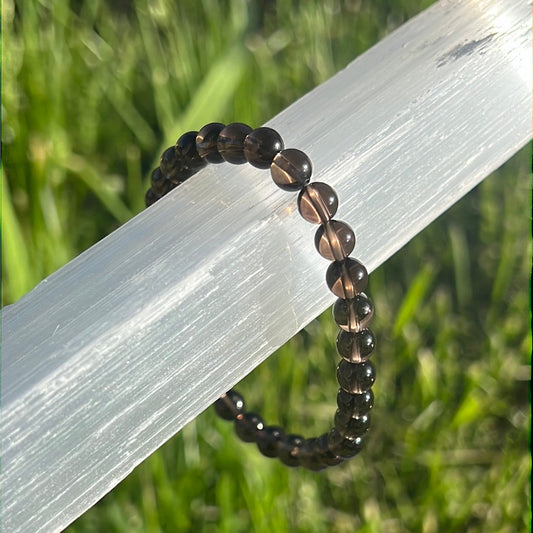 Smoky Quartz Bead Bracelet - emotional balance & protection