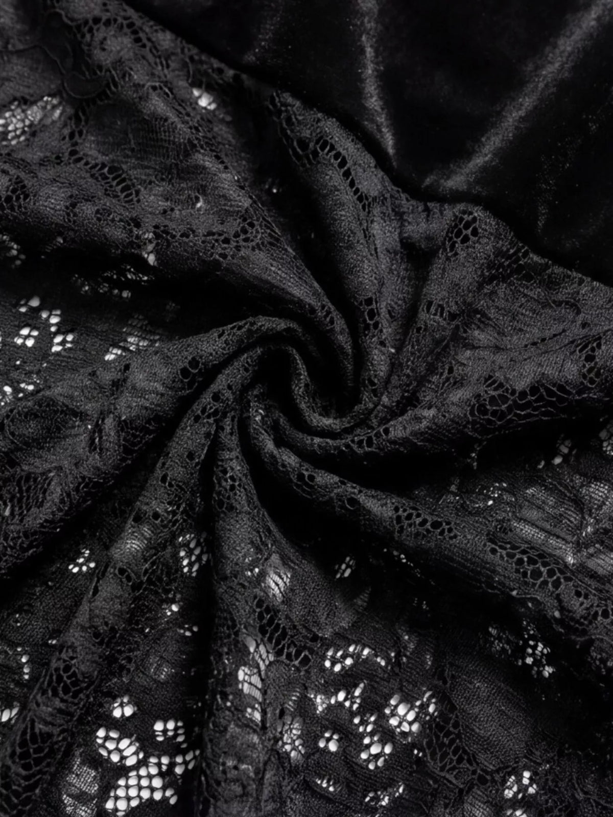 Black Lace V-Neck Dress with Flare Sleeves