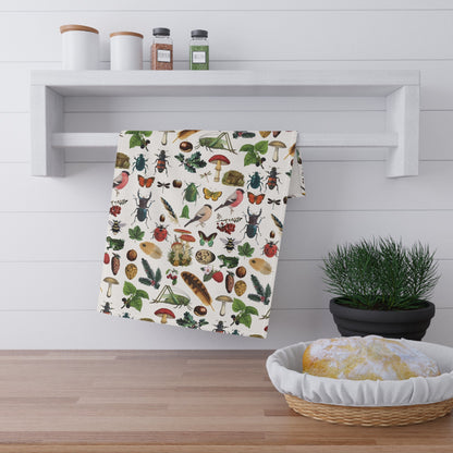 Bugs and leaves kitchen towel.
