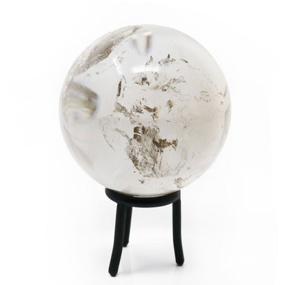 Quartz Sphere – Clear with Slight Smoky Hue on Lucite Ring Stand –