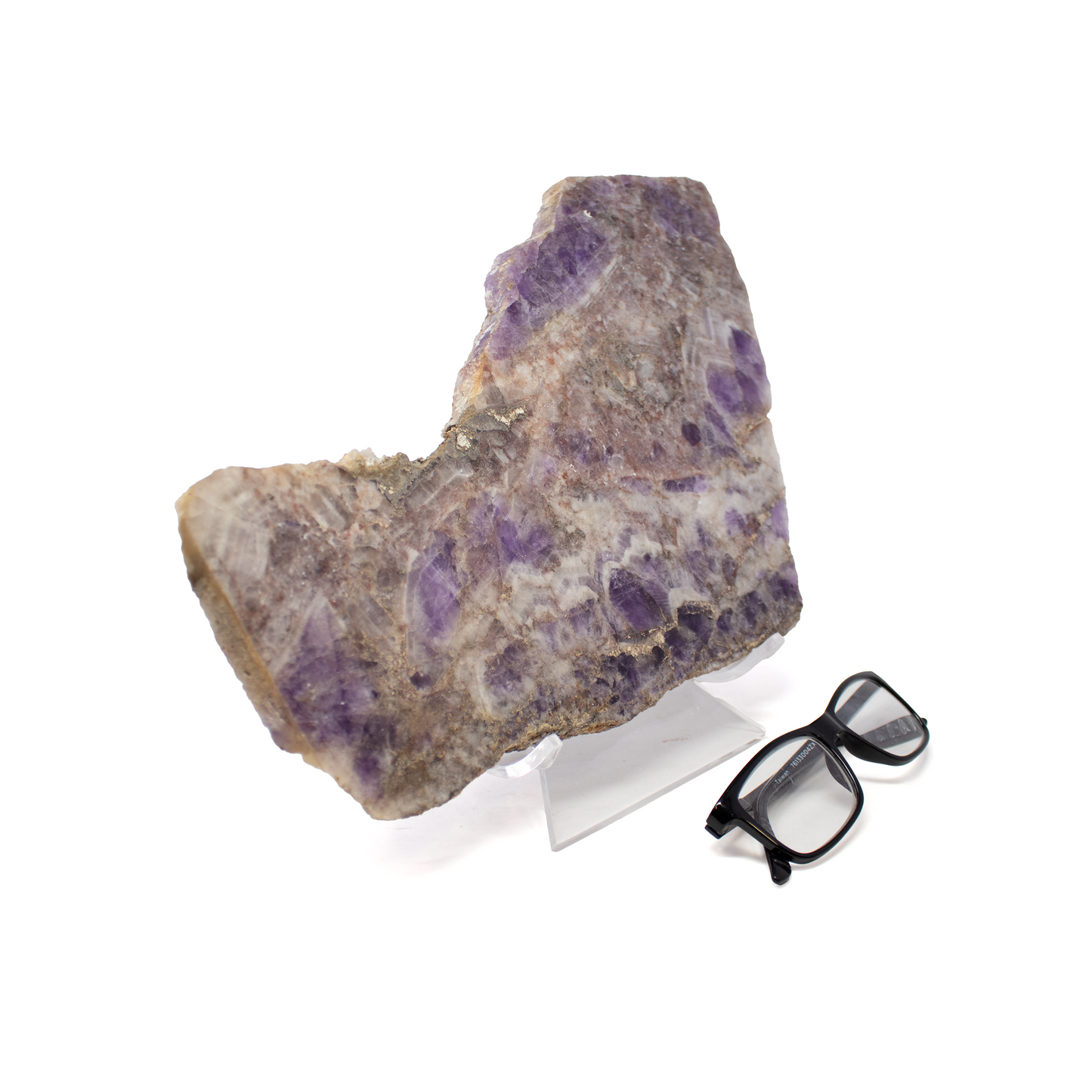 Chevron Amethyst Slice 14.25" – Large Polished Crystal Display –