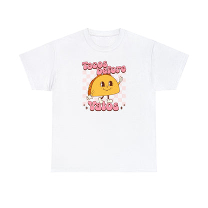 Tacos before vatos tshirt. Mexican Unisex Heavy Cotton tshirt. Valentines Day shirt for her. Taco shirt. shirt with vintage taco.
