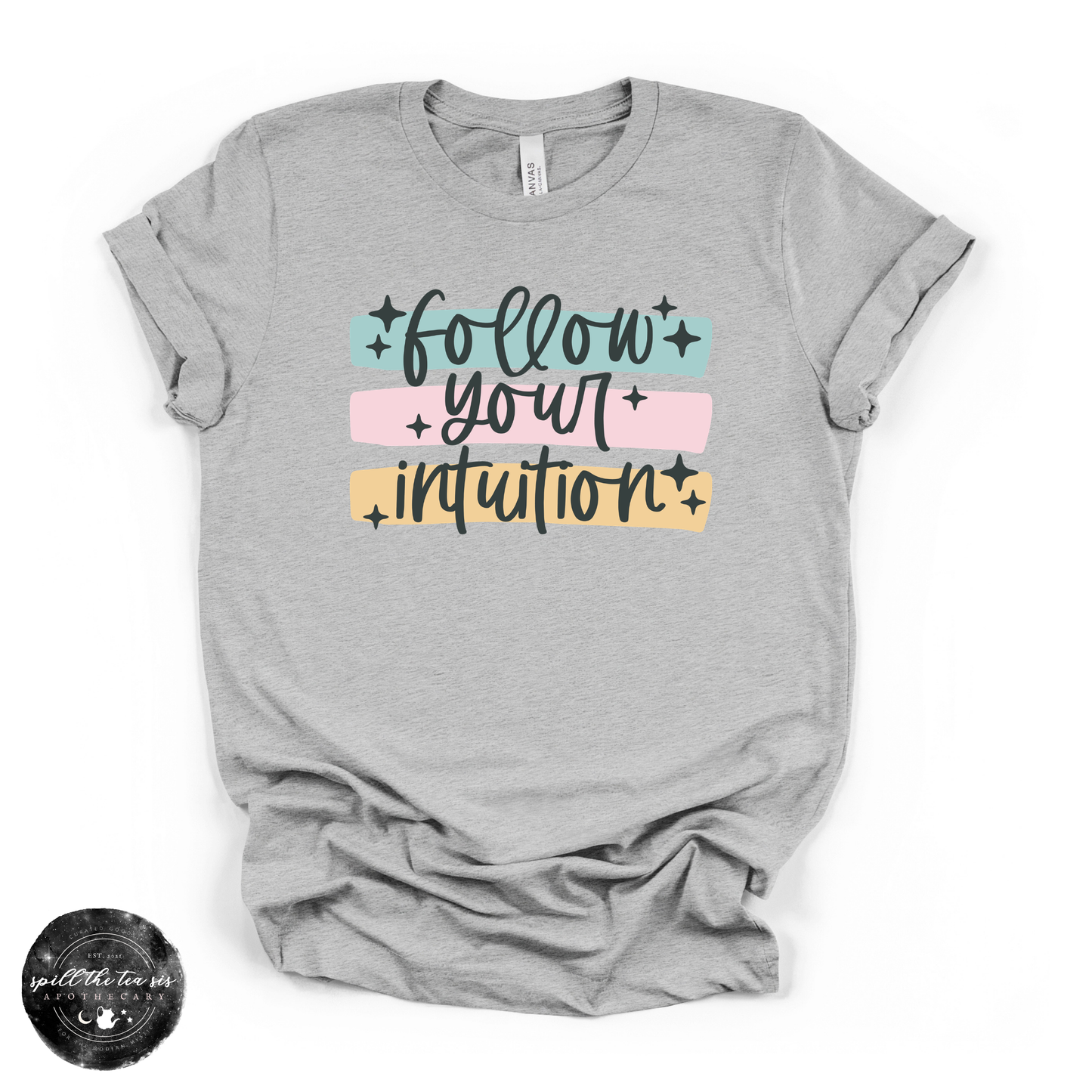 Follow Your Intuition Tee | Spiritual Graphic T-Shirt – Heather Athletic Grey