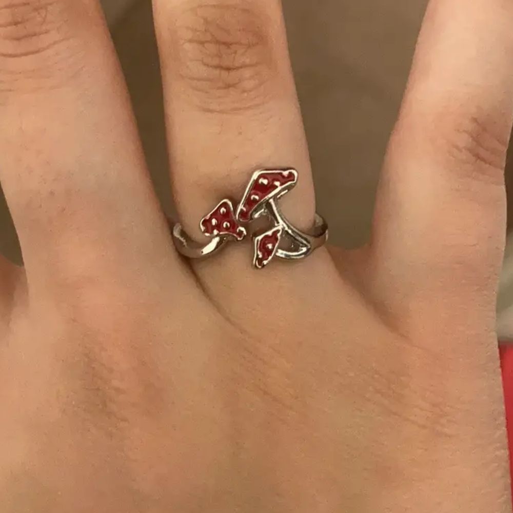 RED MUSHROOM RING (ADJUSTABLE) –