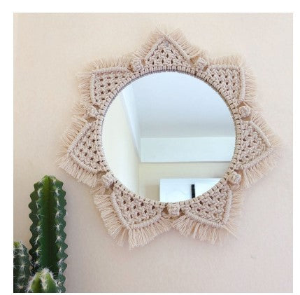 Sunflower Macrame Mirror, Handmade Tapestry Decor