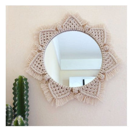 Sunflower Macrame Mirror, Handmade Tapestry Decor