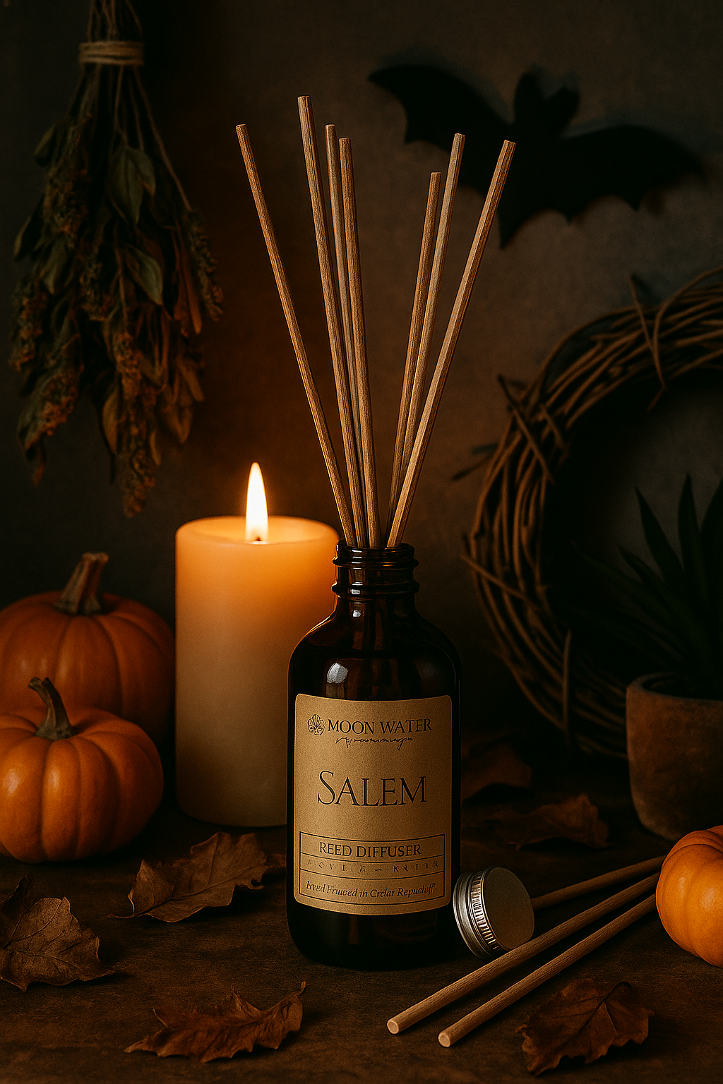 SALEM - REED DIFFUSER, REED DIFFUSER -- Vetiver, Clove, Patchouli & Cinnamon -- by Moon Water Apothecary! –
