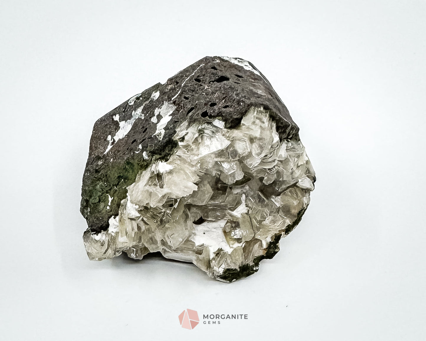 114g Clear Apophyllite Cluster with Stilbite – Natural Crystal Formation