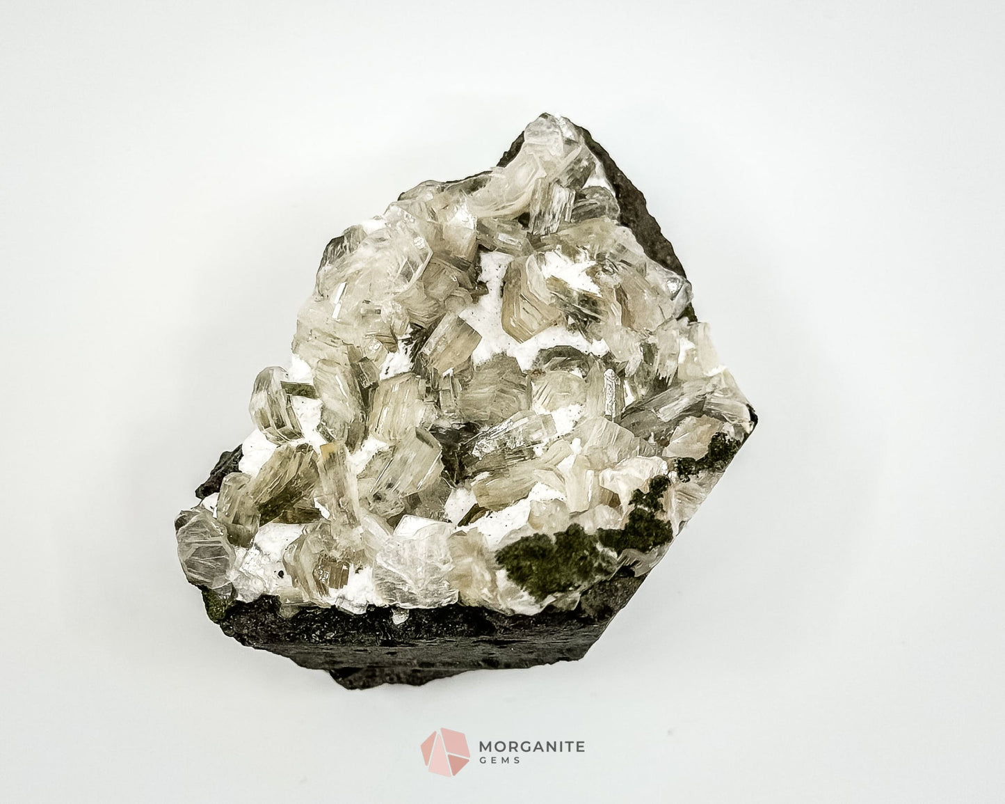 114g Clear Apophyllite Cluster with Stilbite – Natural Crystal Formation