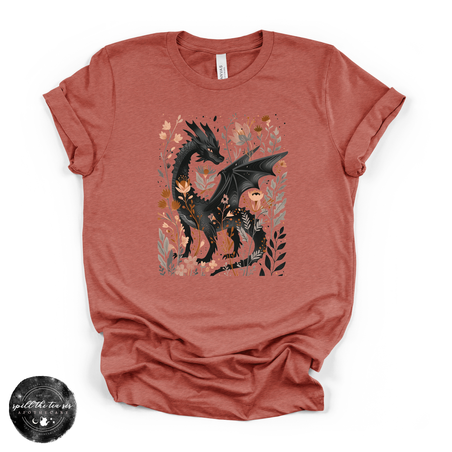 Black Dragon Tee | Mystical Dragon Graphic Shirt – Heather Clay