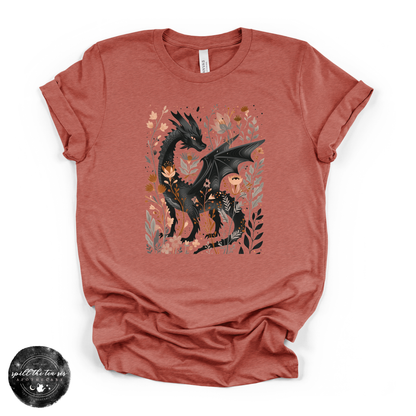 Black Dragon Tee | Mystical Dragon Graphic Shirt – Heather Clay