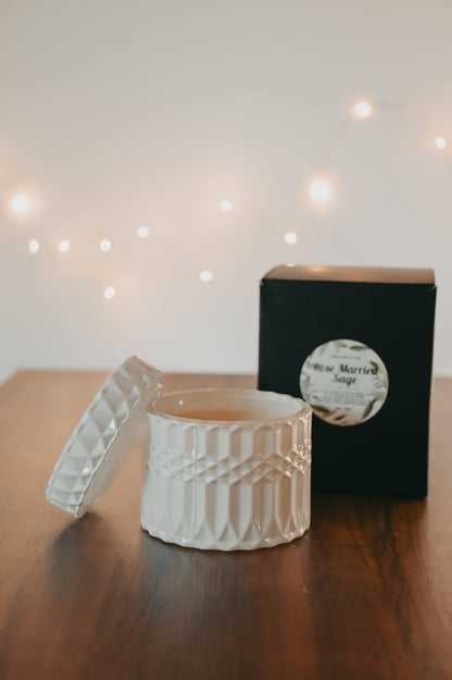 Rosemary Sage Beeswax Candle | Wood Wick – non toxic candle