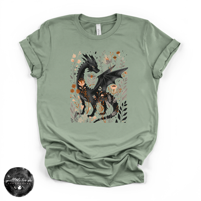 Black Dragon Tee | Mystical Dragon Graphic Shirt – Sage
