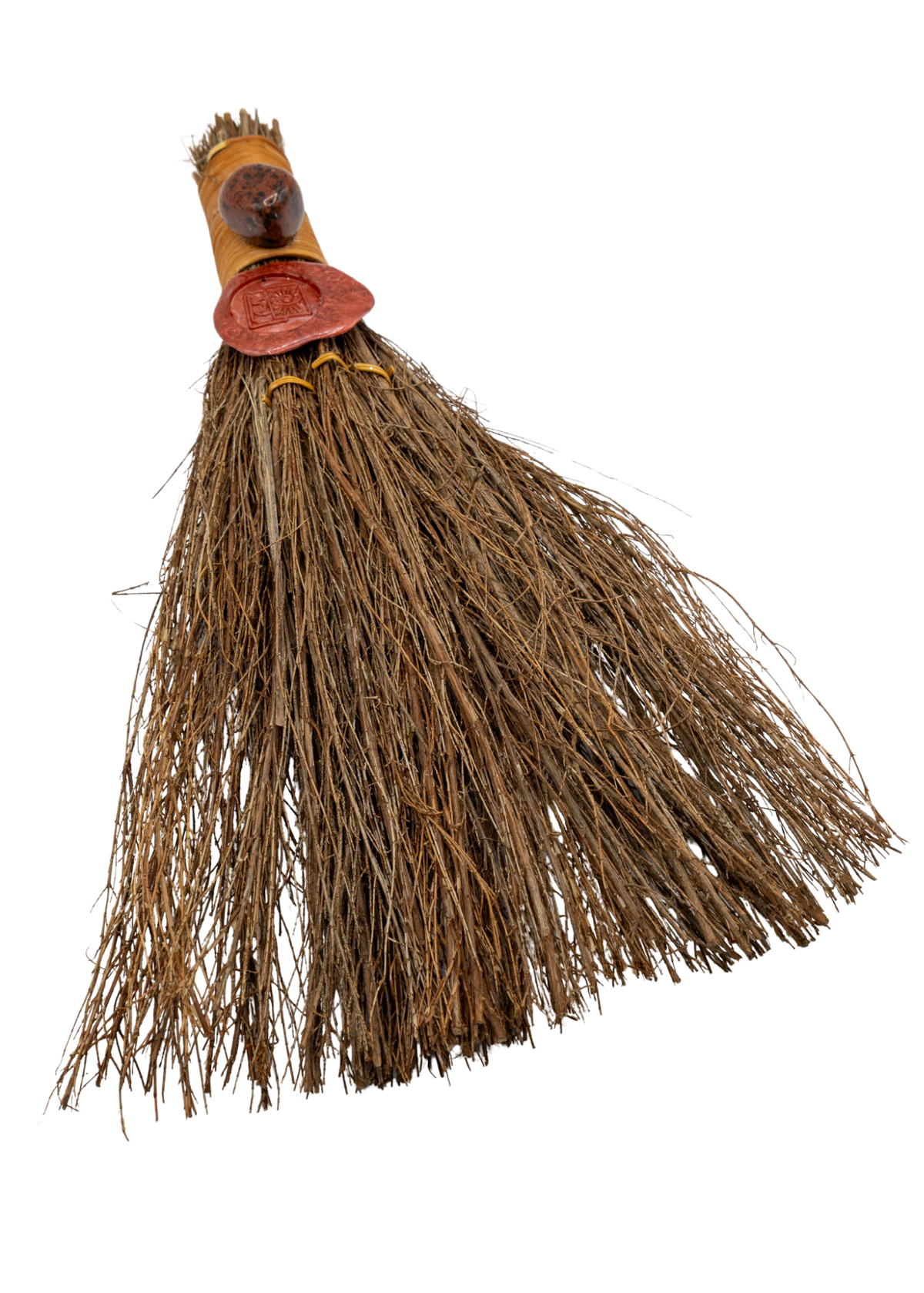 12-Inch Mahogany Obsidian Witch's Broom | Halloween Altar Decor