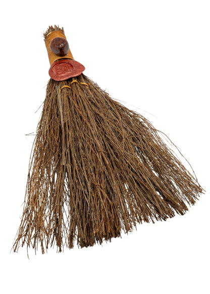 12-Inch Mahogany Obsidian Witch's Broom | Halloween Altar Decor