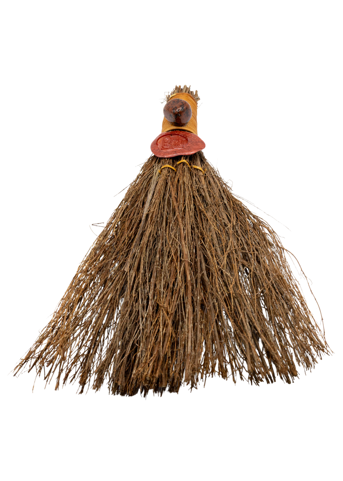 12-Inch Mahogany Obsidian Witch's Broom | Halloween Altar Decor