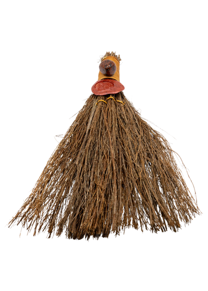 12-Inch Mahogany Obsidian Witch's Broom | Halloween Altar Decor