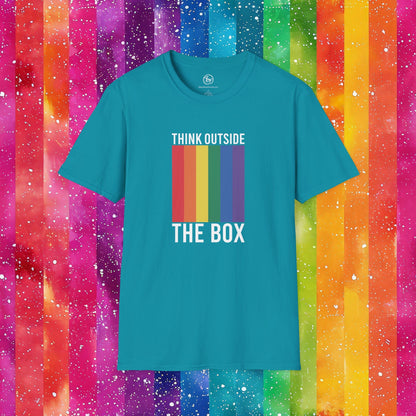 Bespattered Facade Rainbow Think Outside the Box Unisex Softstyle T-Shirt