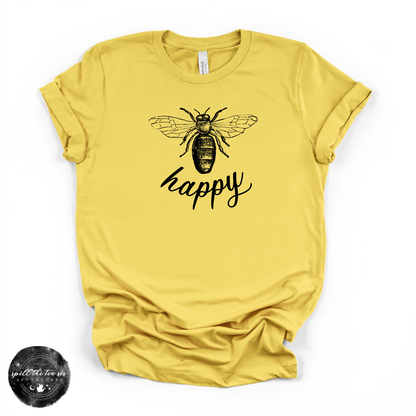 Bee Happy Tee | Bee Graphic T-Shirt – Maize Yellow