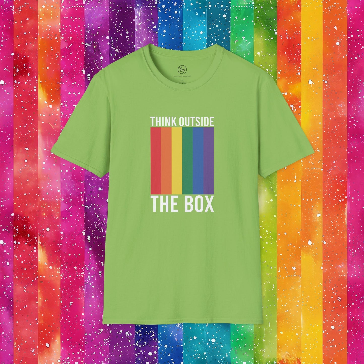 Bespattered Facade Rainbow Think Outside the Box Unisex Softstyle T-Shirt