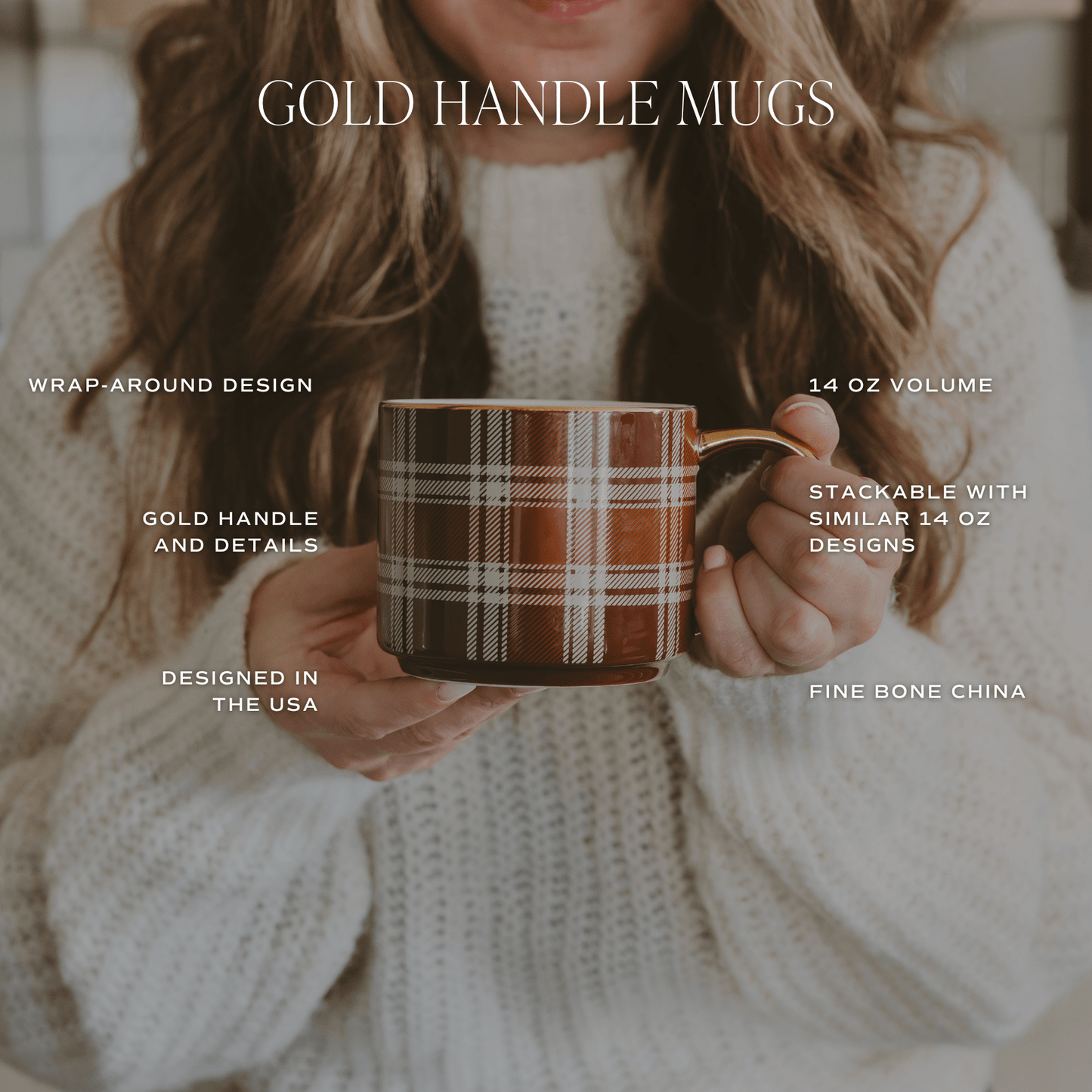 Mom Coffee Mug with Gold Foil – 14oz Bone China – Coffee Mugs