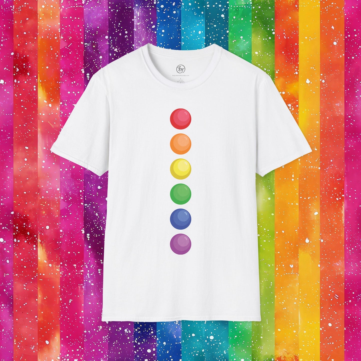 Bespattered Facade Rainbow Dots Unisex Softstyle T-Shirt