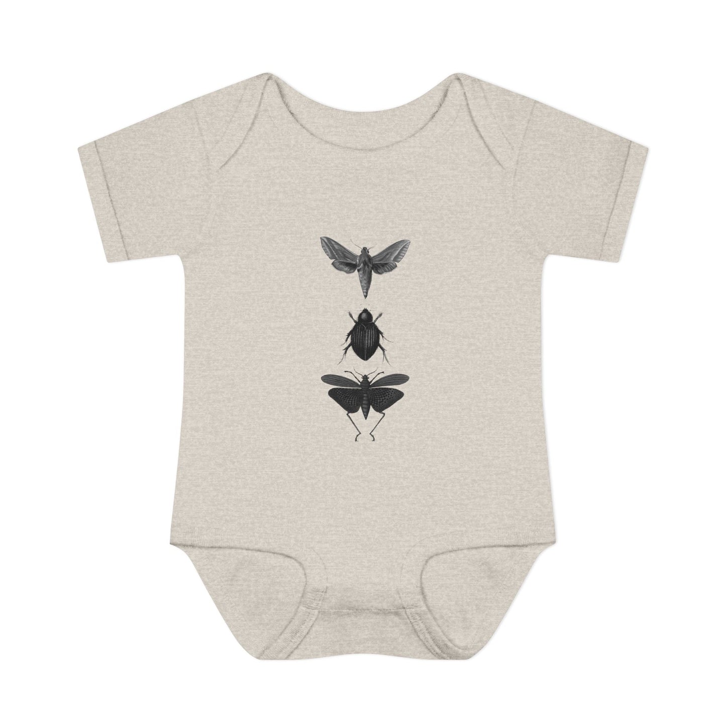 Vintage Bug Baby Onesie - Goth Baby Clothes Insect Bodysuit – Natural Heather Kids Clothing