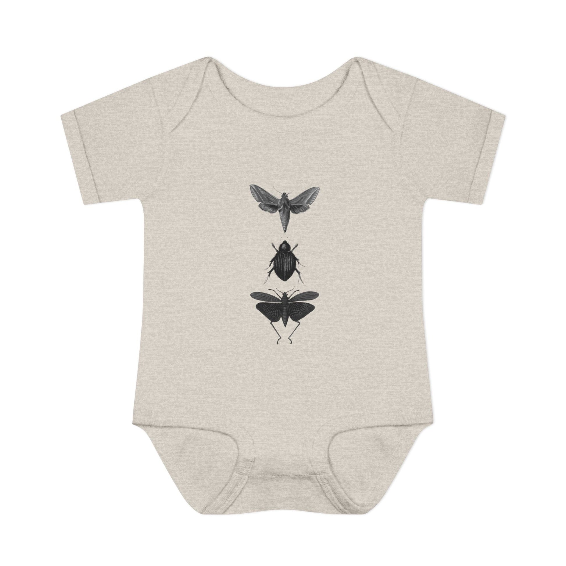 Vintage Bug Baby Onesie - Goth Baby Clothes Insect Bodysuit – Natural Heather Kids Clothing