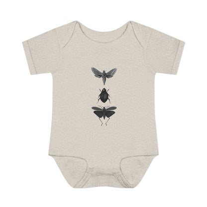 Vintage Bug Baby Onesie - Goth Baby Clothes Insect Bodysuit – Natural Heather Kids Clothing